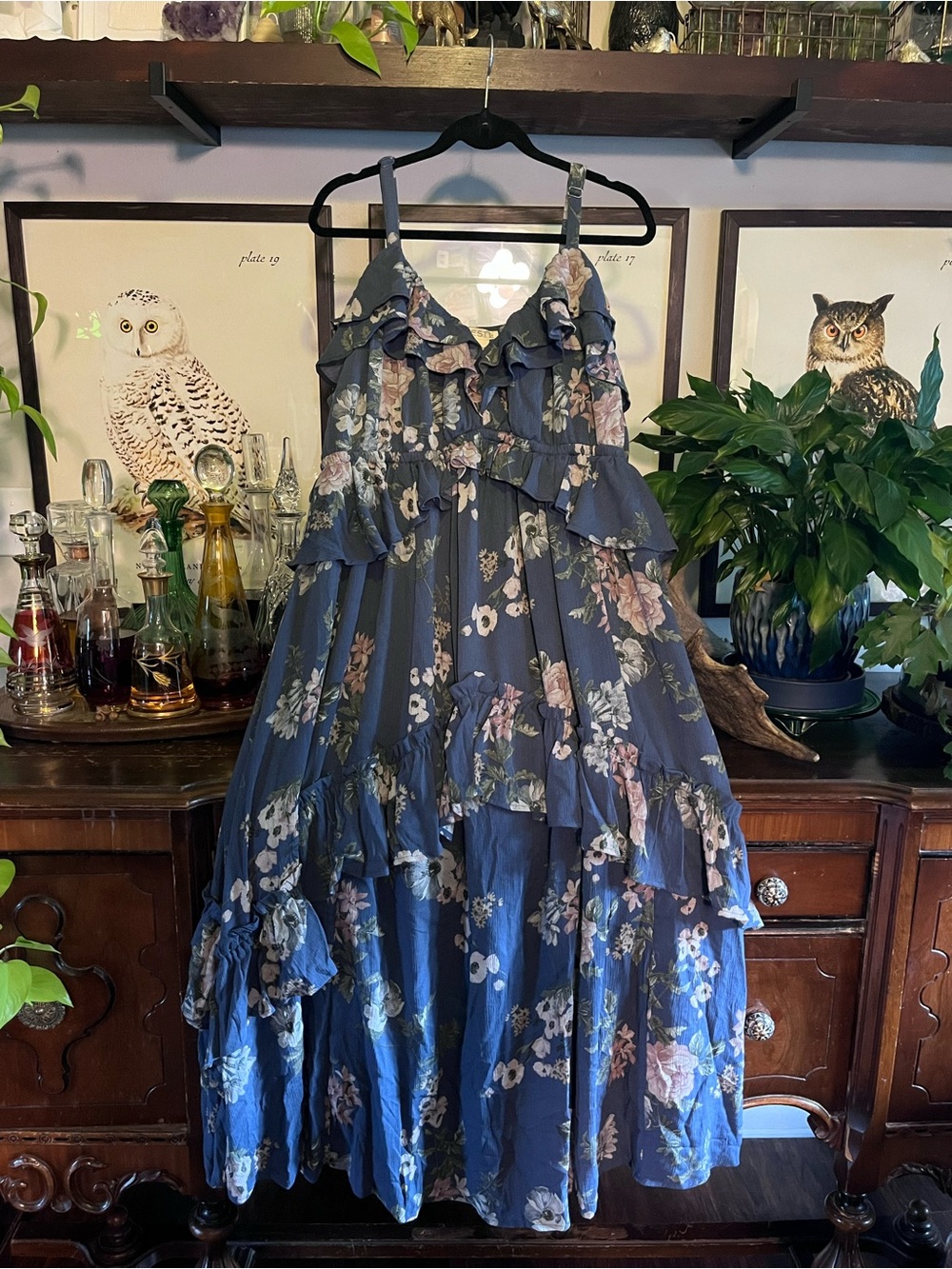 torrid Festi Blue Floral Ruffle Maxi Dress